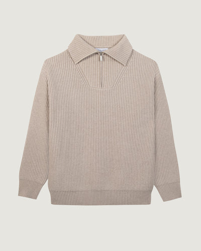 privat wool zipped sweater#color_heather-beige