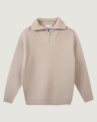 privat wool zipped sweater#color_heather-beige